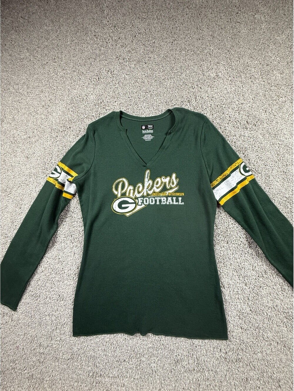 NWOT NFL Green Bay Packers Women’s T Shirt 2XL Long Sleeve Green Waffled